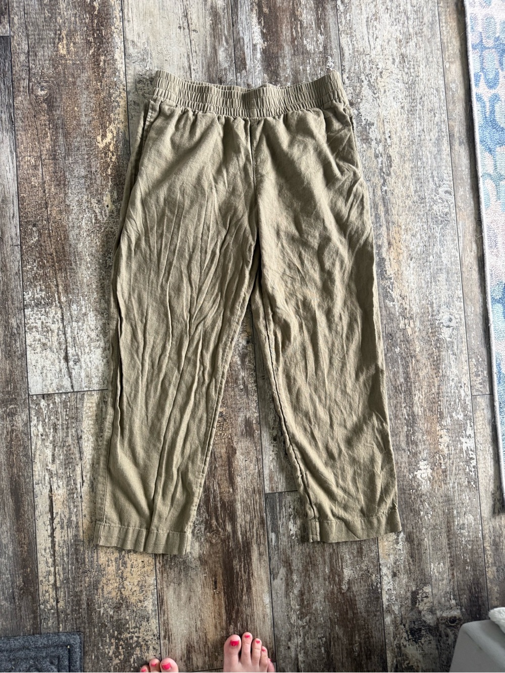 2 for $20 sale: Old Navy linen blend cropped pull-on high rise straight pants -